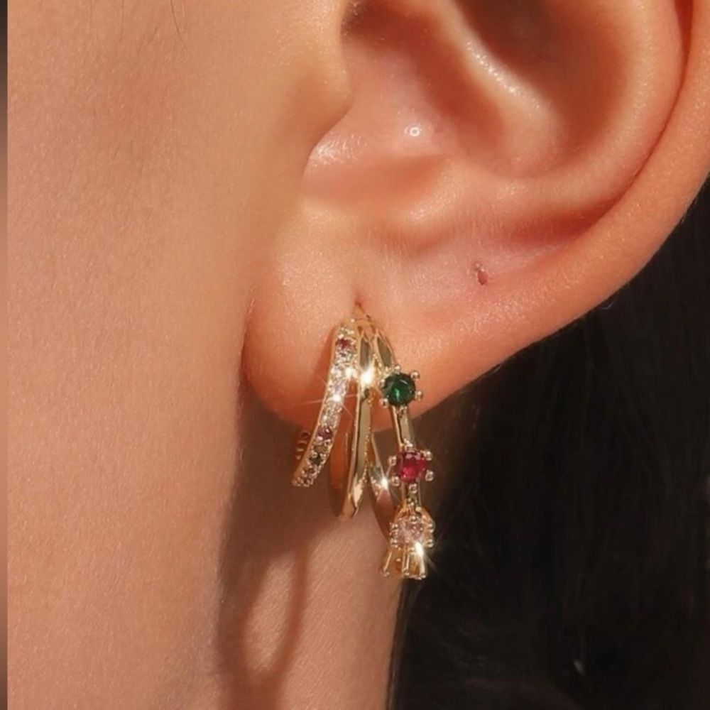 Beautiful colorful gold earrings